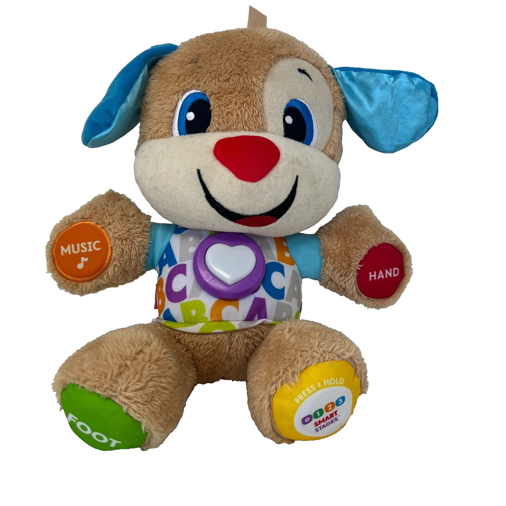 Fisher Price Learning Tummy Dog Singing Heart Talking ABC Teddy Bear Interactive